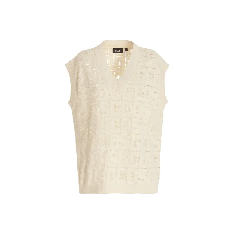 GCDS Monogram Macramé Gilet-0