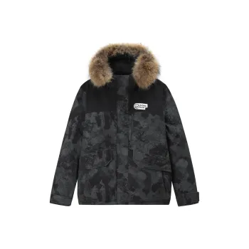 Panda Warm Water-Resistant Windproof Windbreaker Jacket Men's Phantom Black