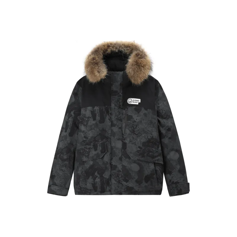 Panda Warm Water Resistant Windproof Windbreaker Jacket Men's Phantom Black-0