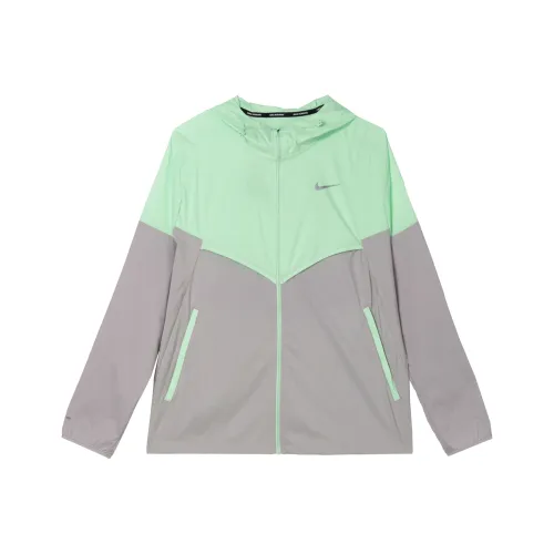 Nike Windrunner Repel Waterproof Running Jacket Green Grey