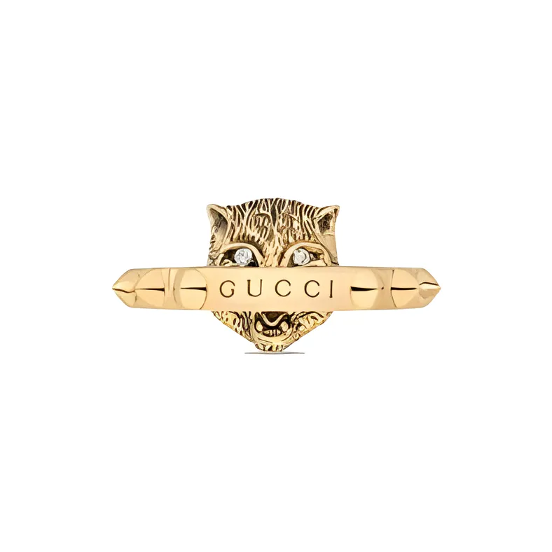 GUCCI 18K Gold Diamond Turquoise Rings Women's Gold-2