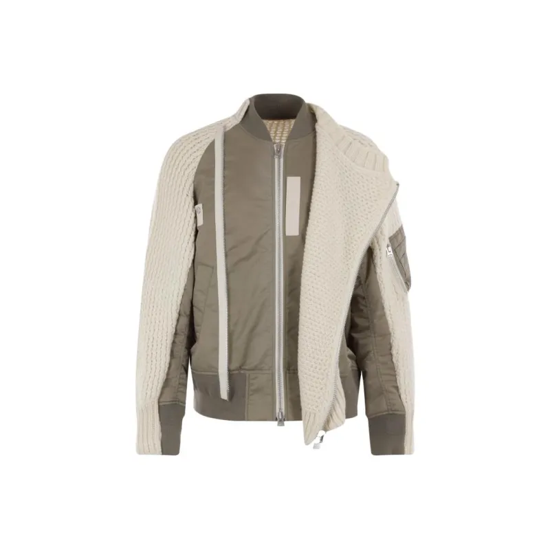 Sacai Waffle-knit High-neck Padded Jacket-0