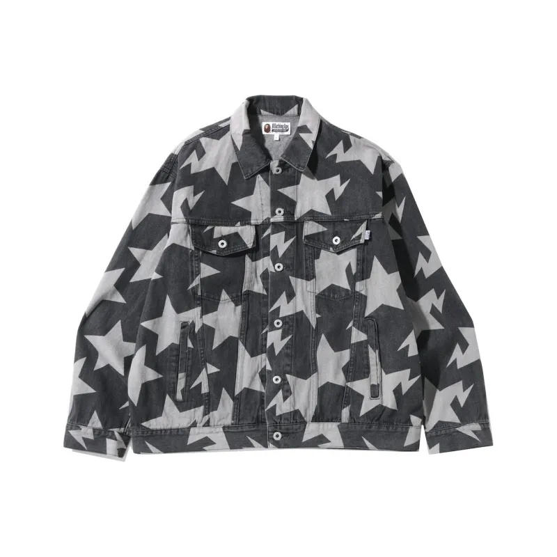 A BATHING APE Sta Pattern Loose Fit Denim Jacket-0