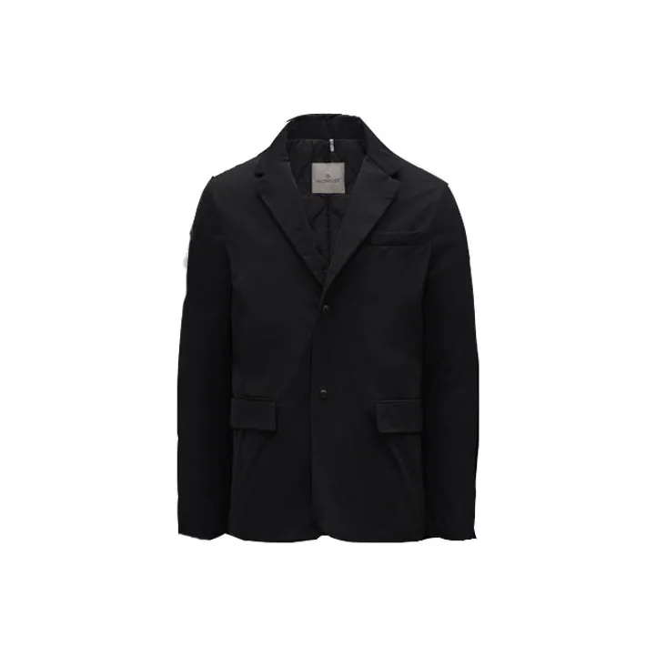Moncler Solid Color Suit Collar Down Jacket Men's Black-0