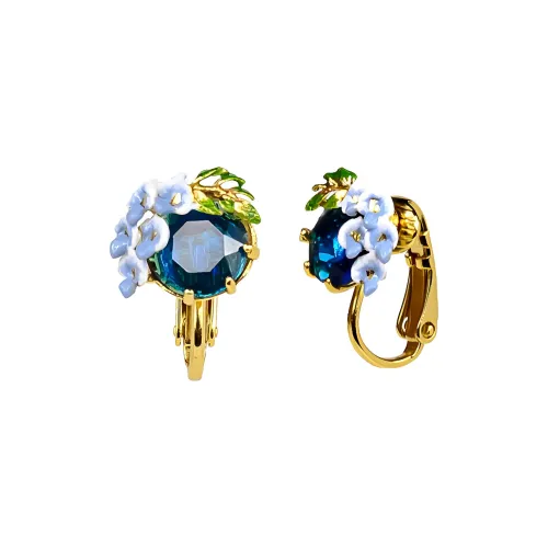LES NEREIDES Gold Plated Clip On Earrings Women's Blue