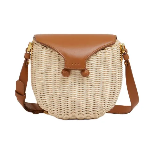 MARNI Rattan Crossbody Bag, Shoulder Bag Women's Beige & Brown