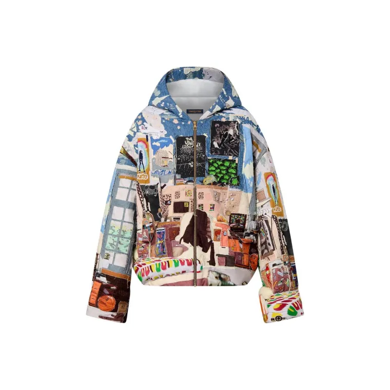 LOUIS VUITTON Made To Order Patchworked Oversized Hooded Blouson-0