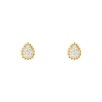 Boucheron 18kt Yellow Gold Serpent Bohème Diamonds Xs Motif Teardrop Stud Earrings