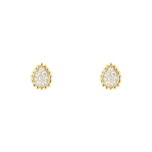 Boucheron 18kt Yellow Gold Serpent Bohème Diamonds Xs Motif Teardrop Stud Earrings