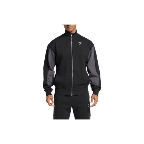 GYMSHARK PIQUE Jackets Coats Men's Black/Agate Gray
