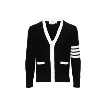THOM BROWNE V Neck Knitted Cardigan