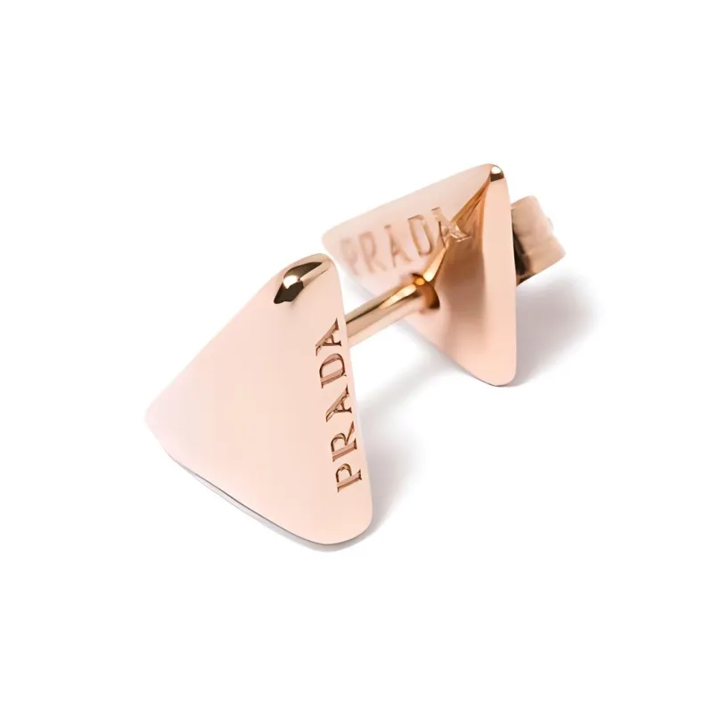 PRADA Karat Gold Stud Earrings Women's Rose Gold-1