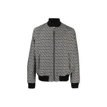 BALMAIN Monogram-pattern Reversible Bomber Jacket