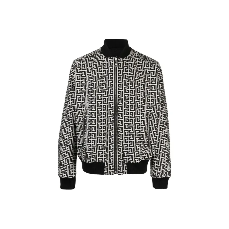 BALMAIN Monogram-pattern Reversible Bomber Jacket-0