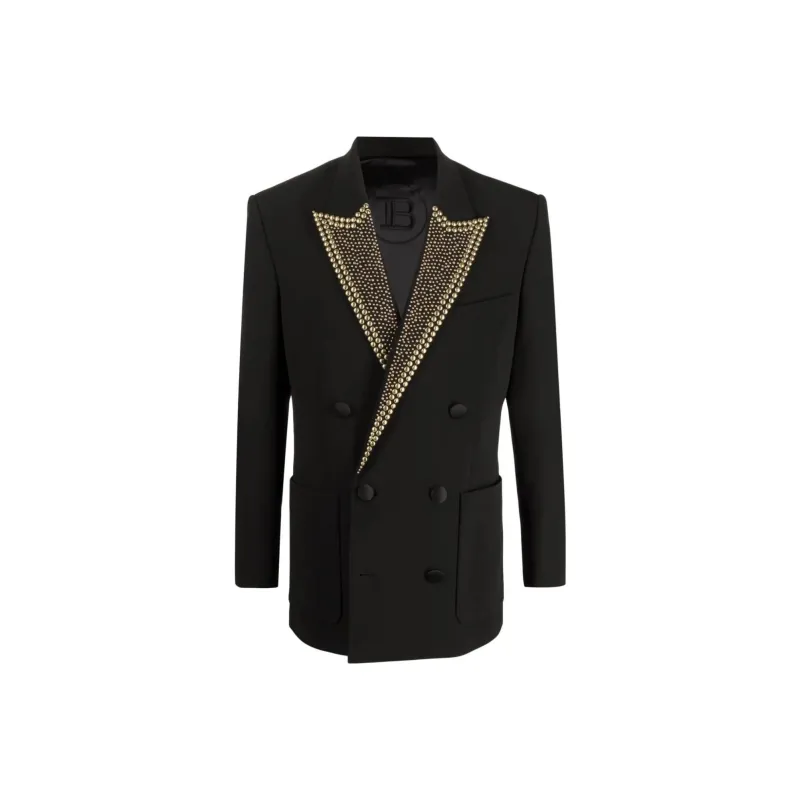 BALMAIN Embroidered Studs Collar Blazer-0