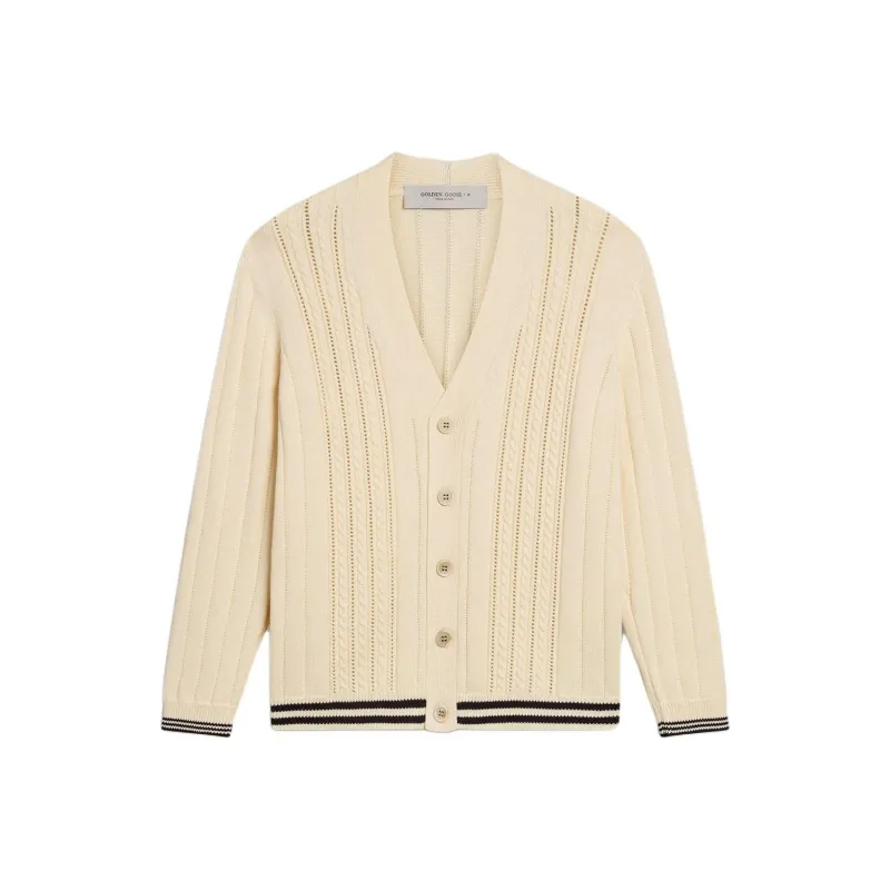 Golden Goose Cable Knit V Neck Cardigan-0