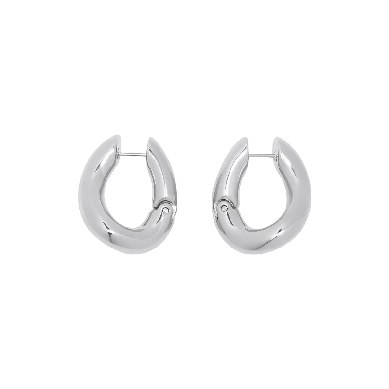 Balenciaga Logo Engraved Loop Earrings-1