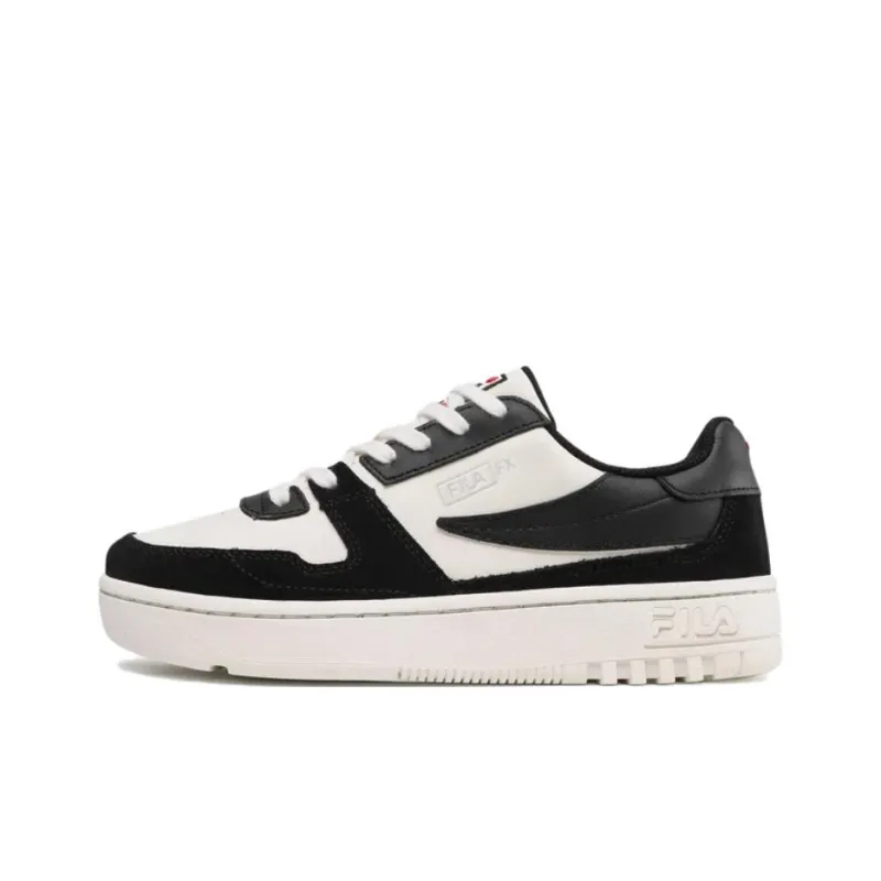 FILA Fxventuno Anti Slip Wear Resistant Low Top Skateboard Shoes Men's White Black-0