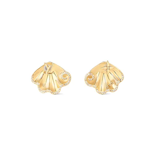 LOUIS VUITTON Metal Stud Earrings Women's Gold
