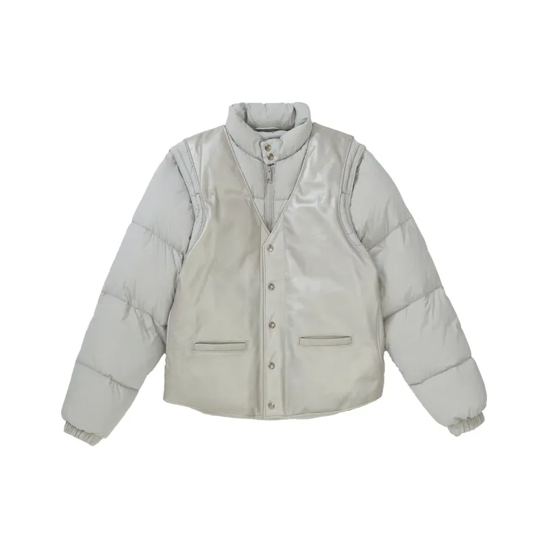 Supreme Schott Down Leather Vest Puffy Jacket-0