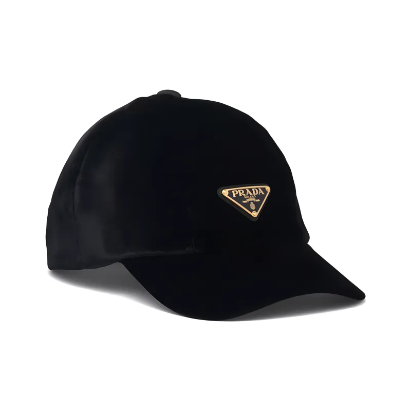 PRADA Logo Plaque Velvet Cap-0