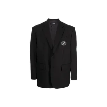 WE11DONE Logo Patch Long Sleeved Oversized Blazer