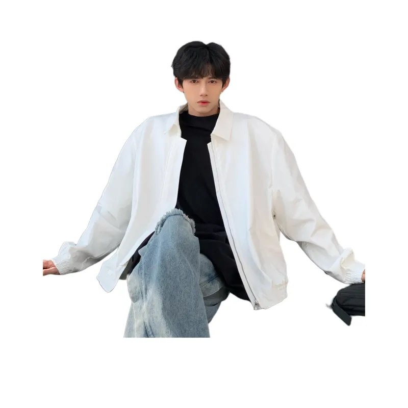 Trendy Unlined Jacket Single Item Unisex Khaki Color-9