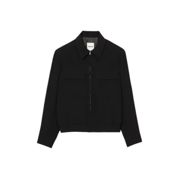 Sandro Crinkled Zip up Shirt Jacket