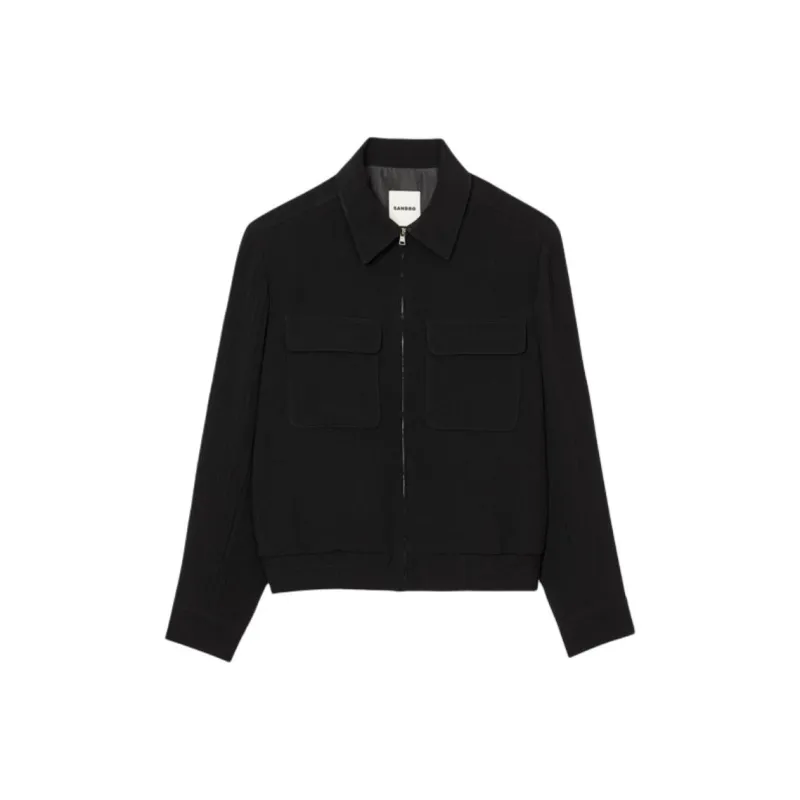 Sandro Crinkled Zip-up Shirt Jacket-0
