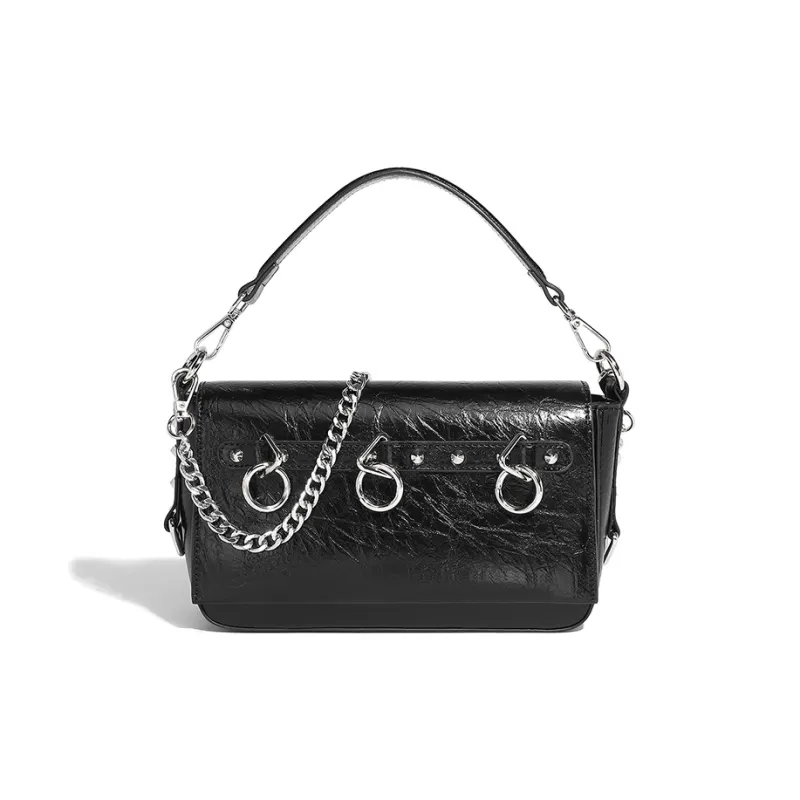 Vigno Synthetic Leather Handbag, One Shoulder, Crossbody Bag Women's Silver/Black-2