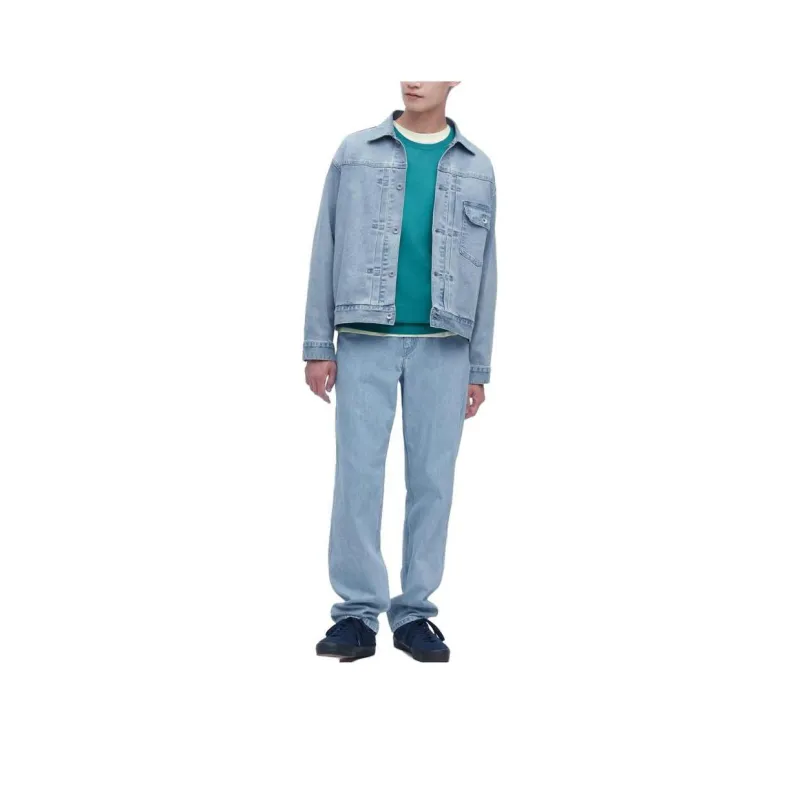 UNIQLO Denim Jackets Unisex Sky Blue-0