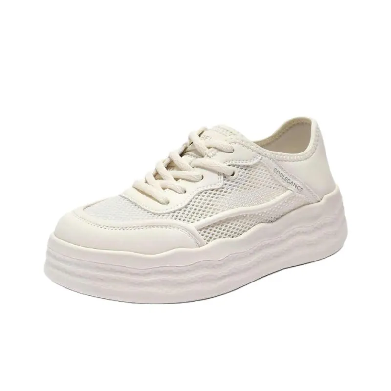 BELLE Abrasion Resistant Low Top Skateboard Shoes Women's Beige-1