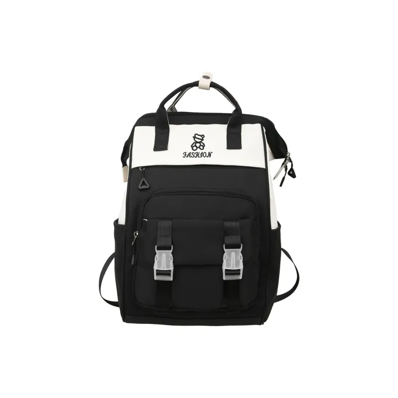 NX DOUGHNUT Nylon Korean Style Schooling Large Capacity Backpack Regular Unisex Multicolor-10
