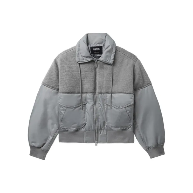 FIVE CM Logo appliqué Knitted panel Bomber Jacket-2