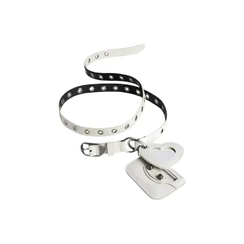 Balenciaga Le Cagole Charms Heart Tag Decoration Pin Buckle Calfskin Leather Belts Women's White Width 2.3CM