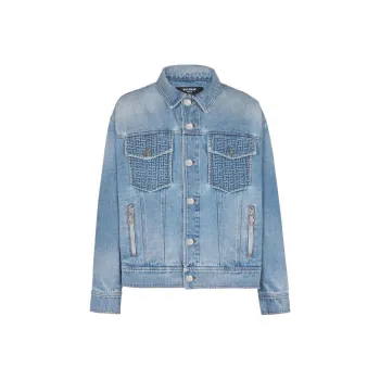 BALMAIN Distressed Rear Logo Printed Jacket