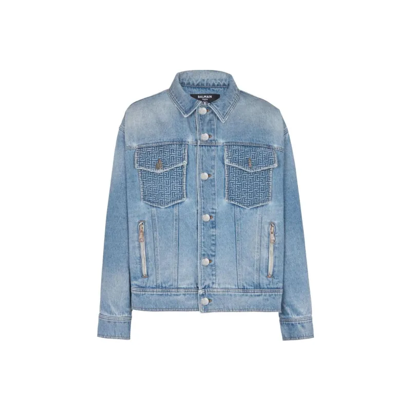 BALMAIN Distressed Rear Logo Printed Jacket-0