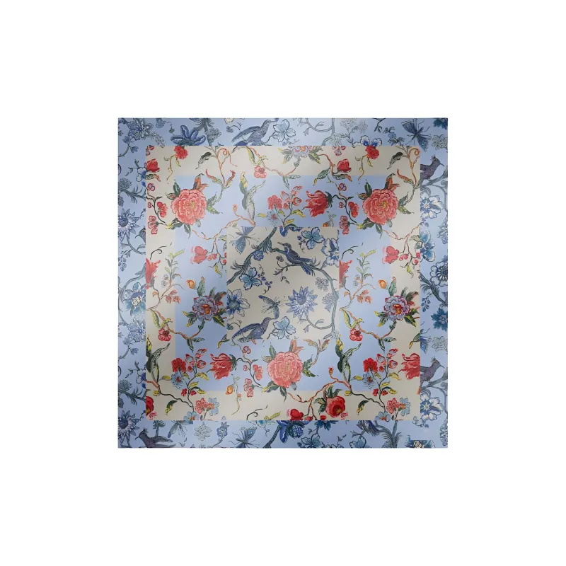 WEEKEND MaxMara Mulberry Silk Scarves Women's Sky Blue/Umber-0