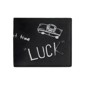 COACH 3 IN 1 Wallet Polished Pebble Leather Wallet Mini Men's Black & Multicolor