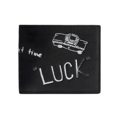 COACH 3 IN 1 Wallet Polished Pebble Leather Wallet Mini Men's Black & Multicolor