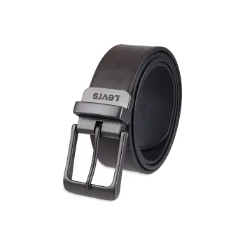 Levis Classic Logo Letter Carving Decoration Pin Buckle Cow Leather Leather Belts Men's Brown Width 3.7CM
