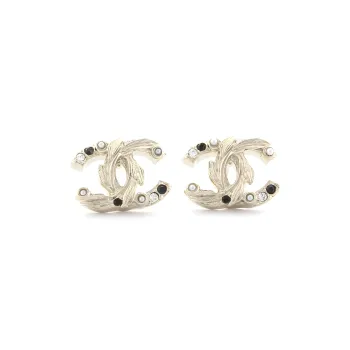CHANEL CC Stud Earrings Women's Gold