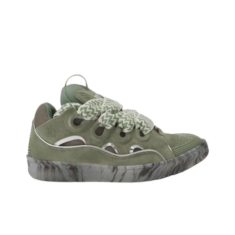 Lanvin Curb Low Top Skateboard Shoes Men's Green-1