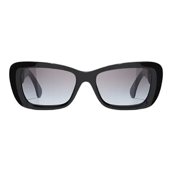 CHANEL Acetate Tweed Irregular Shape Sunglasses Women's Black