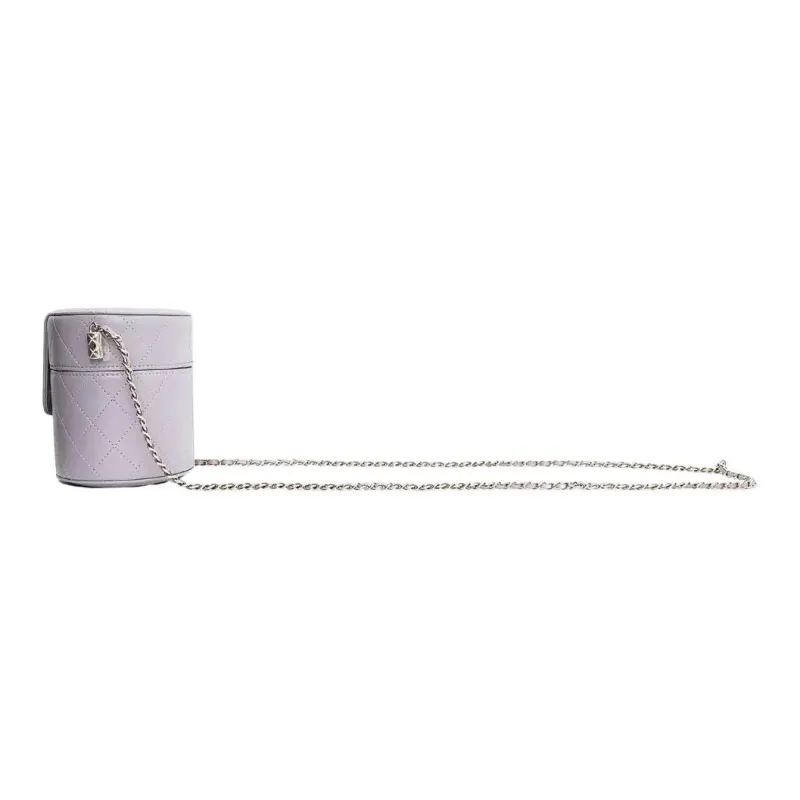 CHANEL Sheepskin Cylinder Bag, Makeup Bag, Shoulder Bag, Crossbody Bag Medium Size Women's Cool Gray-2