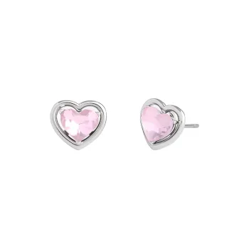 COACH Brass-Plated Glass Cubic Zircon Titanium Rod Stud Earrings Women's Pink
