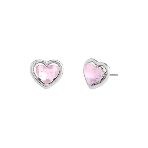 COACH Brass-Plated Glass Cubic Zircon Titanium Rod Stud Earrings Women's Pink