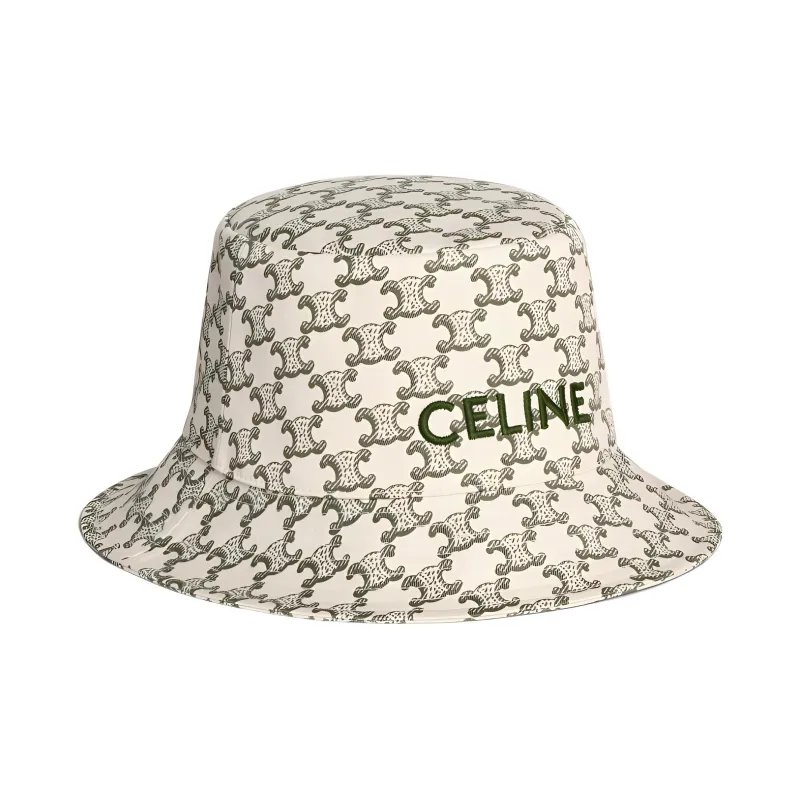 CELINE Bucket Hats Unisex Milk White/Green-1