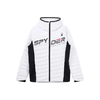 SPYDER Letter Colorblock Hooded Down Jacket Men's