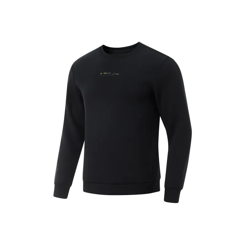 LiNing Fitness Series Sweatshirt Men's Black/Banana Leaf Green Embroidered-0